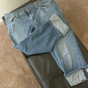 Miss Bisou Boyfriend Distressed Cropped Jeans